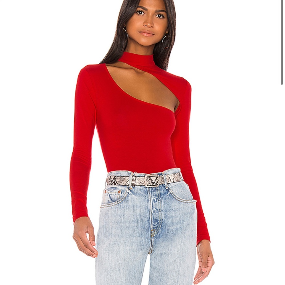 Red bodysuit top with cut out